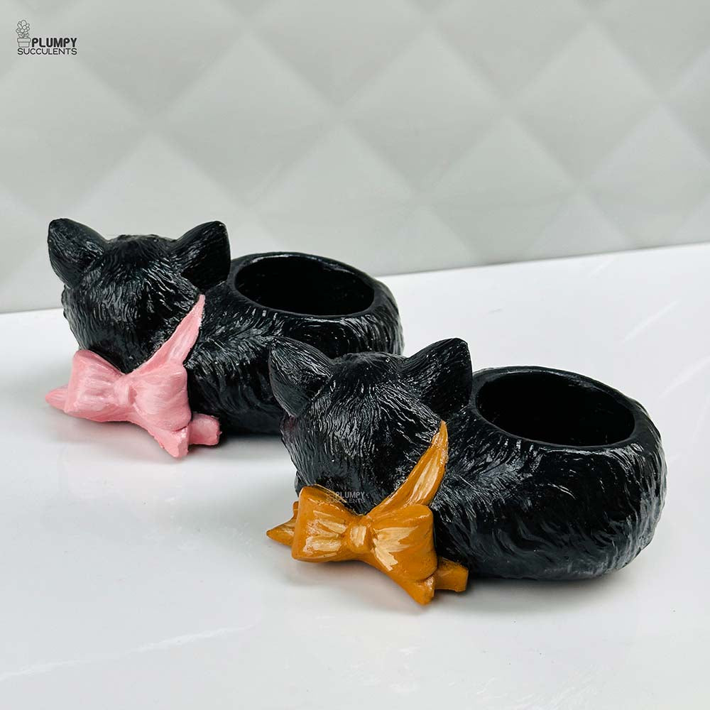 Cat Planter with Bow