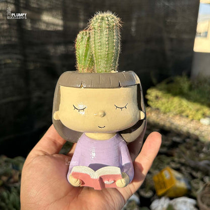 Echinopsis in Girl Reading Book Planter