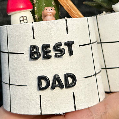 3" Best Dad Planter (Fence Post Cactus Landscape)