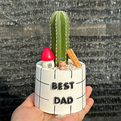 3" Best Dad Planter (Fence Post Cactus Landscape)
