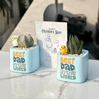 Best Dad in the World -Astrophytum Myriostigma with Owl