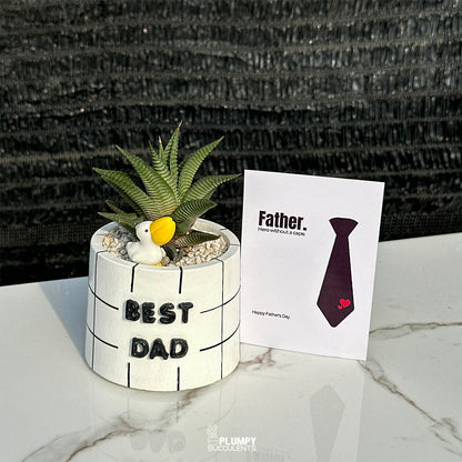 3" Best Dad Planter (Haworthia Limifolia + Pelican)