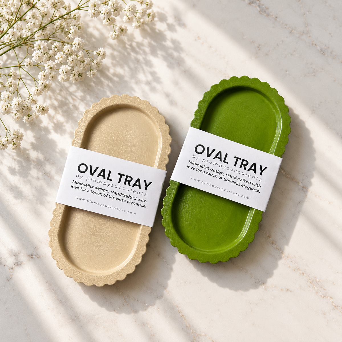 Daisy Oval Tray - Concrete