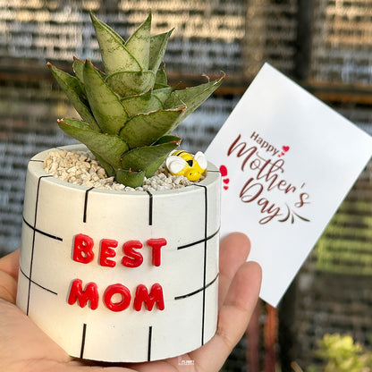 “Best Mom Planter” (3-inch Round) - PRE-ORDER (DELIVERY TIME 1 WEEK)