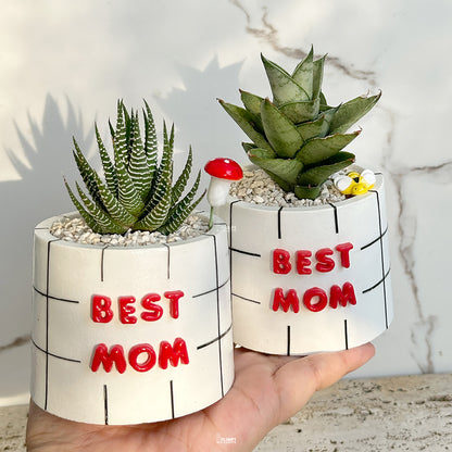 “Best Mom Planter” (3-inch Round) - PRE-ORDER (DELIVERY TIME 1 WEEK)