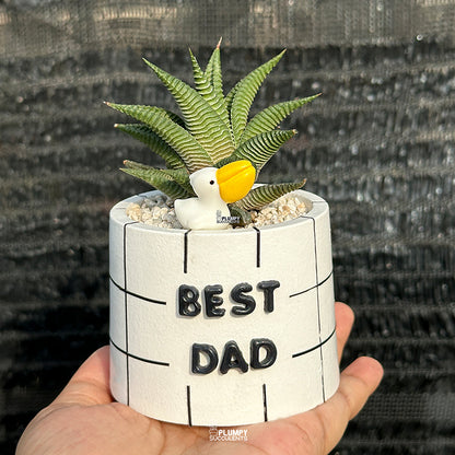 3" Best Dad Planter (Haworthia Limifolia + Pelican)